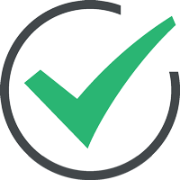 A green check mark inside a partially completed black circle, symbolizing confirmation, approval, or success.
